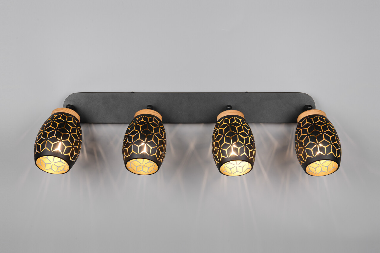 Plafoniera Bidar, RL, 74x12x27 cm, 10W, 4x E14, metal, negru/natur - imagine 5